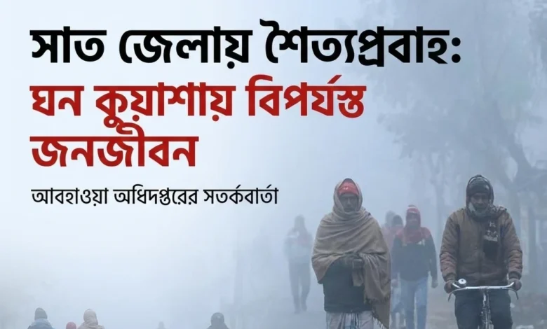 সাত জেলায় শৈত্যপ্রবাহ, ঘন কুয়াশায় বিপর্যস্ত জনজীবন।
